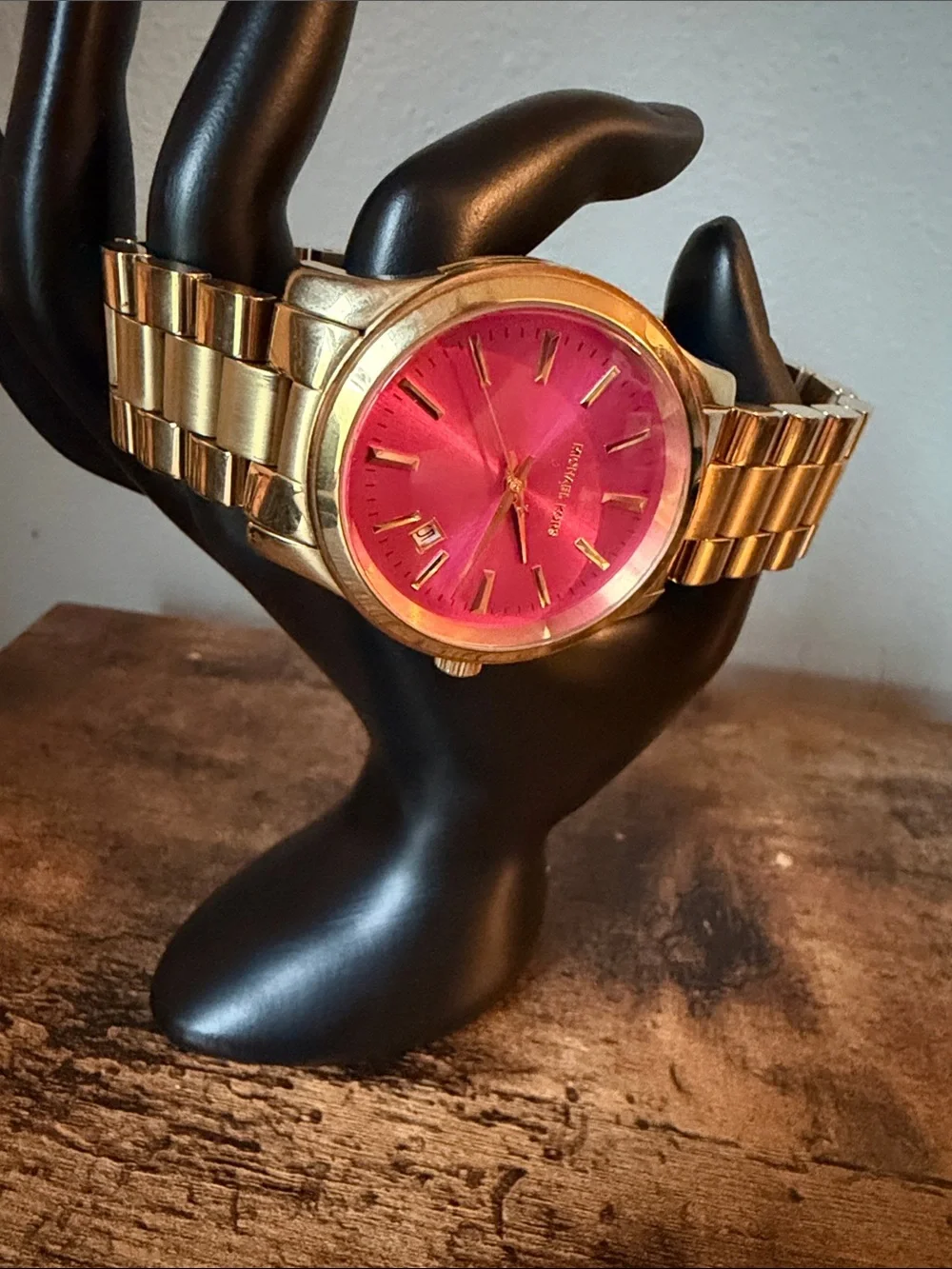 Michael Kors Gold-Tone Watch with Pink Dial
